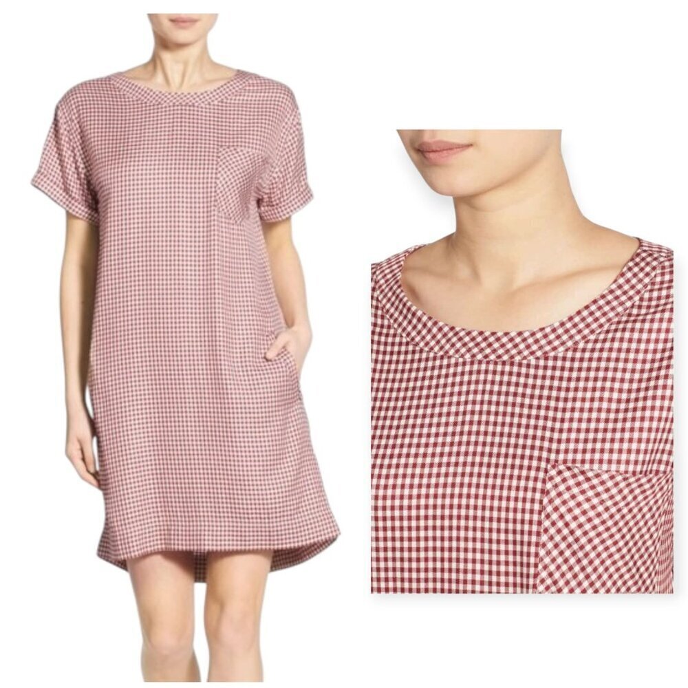 Madewell Filmscore Gingham Short Sleeve Dress, Size XXS, Red